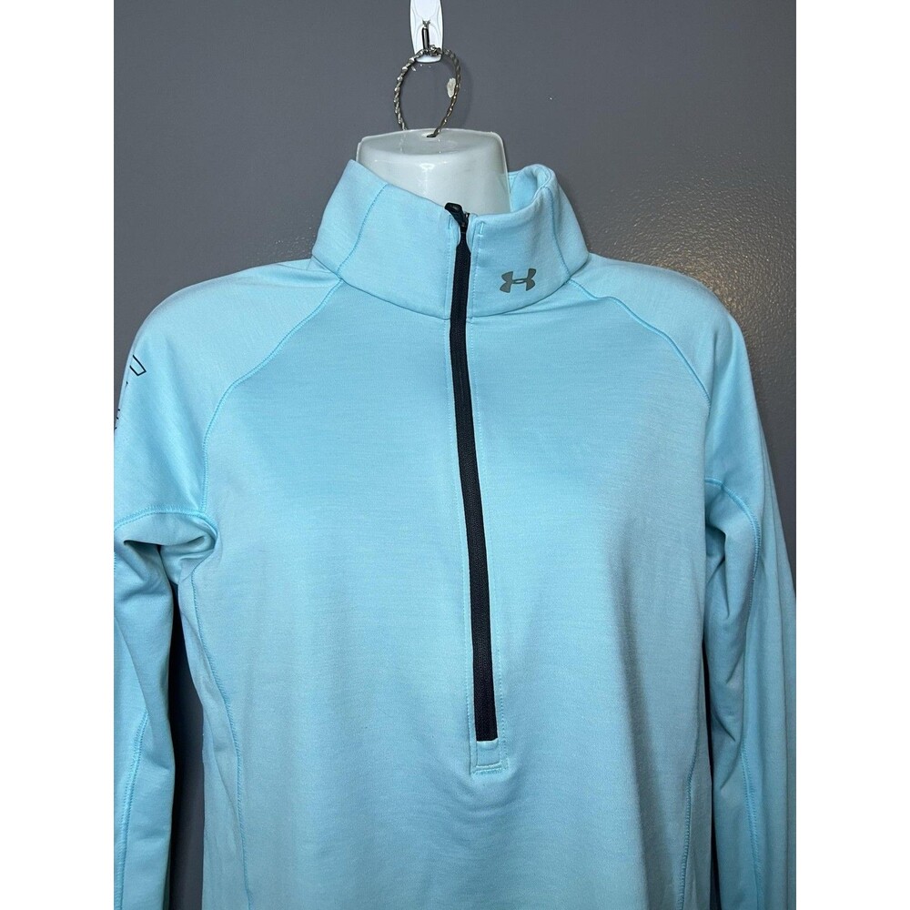 Under Armour ColdGear Pullover Womens Medium Blue 1/4 Zip Mock Neck Athletic